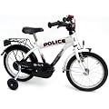Kinderfahrrad 16" Zoll (=40,6cm) POLICE oval wei�-schwarz