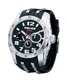 Police Topgear 12087JS-02 Men's Day Date Black Rubber Steel Watch