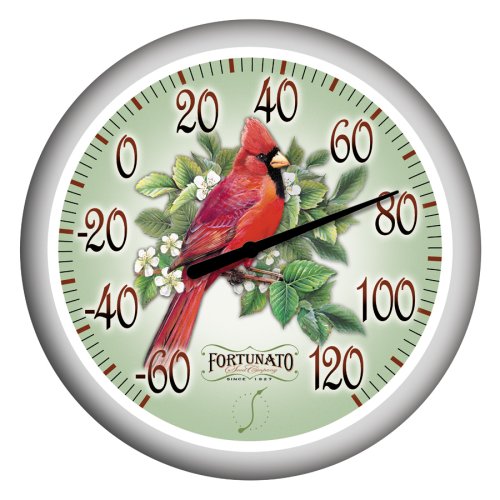 Springfield Precision Instruments 12 Inch Nostalgic Cardinal Low Profile Patio Thermometer