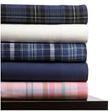 Pinzon 160-Gram Yarn-Dyed Flannel Queen Sheet Set, Blue Plaid