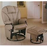 BONE LEATHERETTE CUSHION SWIVEL GLIDER W. OTTOMAN by Cross
