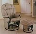 Bone Leatherette Glider Rocker Recliner Chair with Ottoman