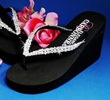 Black Size 5 - Swarovski Crystal Bridal Flip Flops for Wedding Reception