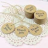 Outop 100PCS Thank You Wedding Brown Kraft Paper Tag Bonbonniere Favor Gift Tags With Jute Twines