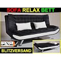 3in1 DESIGN SCHLAFSOFA "SPIRIT" RELAXFUNKTION SOFA / BETT / RELAXLIEGE ! 2-SITZER KLAPPSOFA BETTFUNKTION SCHWARZ WEI�