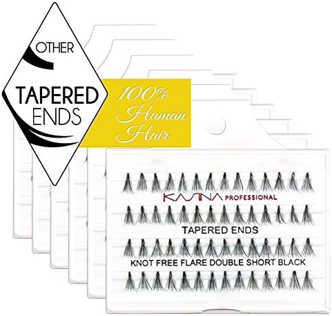 KASINA Professional Tapered ends Eyelashes Knot Free Double Flare Short #TKFDS (6 Packs)