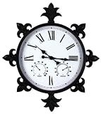Durocraft TH101-05 Outdoor/Indoor Wall Mount Weather and Time Center with Clock, Thermometer and Humidity Gauge