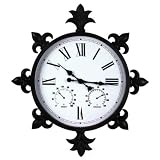 Durocraft TH101-05 Outdoor/Indoor Wall Mount Weather and Time Center with Clock, Thermometer and Humidity Gauge