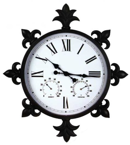 Durocraft TH101-05 Outdoor/Indoor Wall Mount Weather and Time Center with Clock, Thermometer and Humidity Gauge