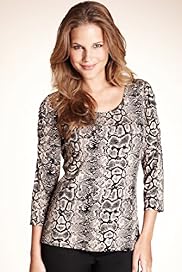 Ruched Sleeve Snakeskin Print Top