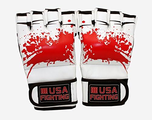 USA Fighting Fury Genuine Leather Grappling MMA Gloves (Large)
