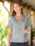 Scoopneck Embroidered Short-sleeved Shirt