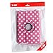HDE Rotating Leather Stand Case, Hot Pink Polka Dot