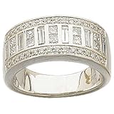 1 1/4Ct.T.W. Sparkling Round, Baguette and Princess cut Diamonds, 14Kt. White Gold Anniversary Ring