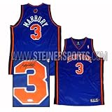 Stephon Marbury Hand Signed Knicks Blue Jersey at Steiner Sports