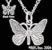 3-D Butterfly Necklace, 14k White Gold, 18" title=