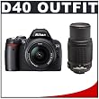 Nikon D40 Digital SLR Camera with 18-55mm f/3.5-5.6G ED II AF-S DX Lens and Nikon AF-S 55-200mm f/4-5.6G ED DX VR Zoom-Nikkor Lens