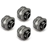 XSPC G1/4" to 3/8" ID, 5/8" OD Compression Fitting V2, Black Chrome, 4-pack