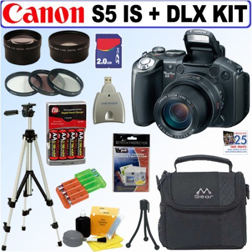 Canon PowerShot Pro Series S5 IS 8.0MP Digital Camera + Lenses & Filters + 4GB Deluxe Accessory Kit