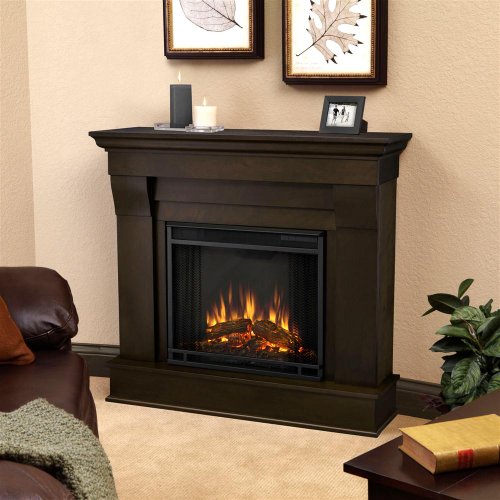 Real Flame Chateau Electric Fireplace in Dark Walnut Finish On Sale