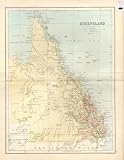 Antique Map 1881 Bartholomew Queensland Australia