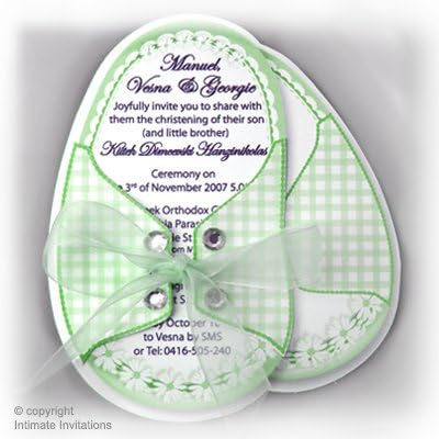 50 Custom Baby Booties Baby Shower Invitation - Twins Green Baby Shower Invitations
