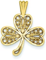14K Yellow Gold Shamrock Charm Pendant Irish Jewelry