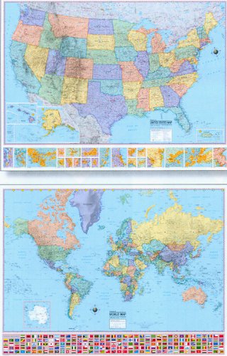U.S. World 2 for 1 Map (Economy Line Wall Maps United States and World 2 for 1)