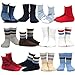 TeeHee Little Boys and Toddler Cotton Crew Socks 12 Pair Pack Gift Box (6-8 Years, Bright Stripe)