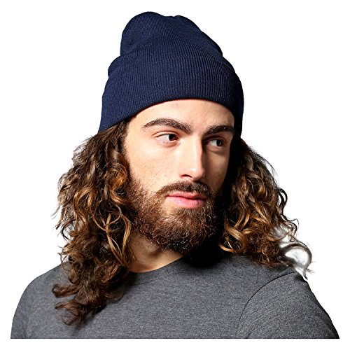 Nutshell Knitted Turnup Beanie - 40 Colours Available - Airforce Blue