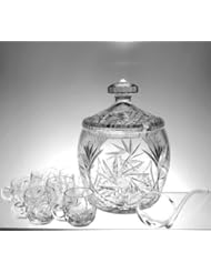 Kitchen: Hand cut Crystal Fruit Punch Bowl Set With 12 Cups and a Ladle, Mouth Blown in a Pinwheel Design - MyCuisina
