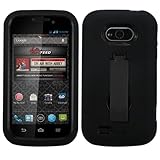 Asmyna Hybrid Dual Layer Protector Cover with Kickstand for ZTE Awe N800 - Retail Packaging - Black/Black