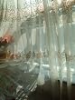Pair PinkRose Embrodery Sheer Voile Curtains w/Valances
