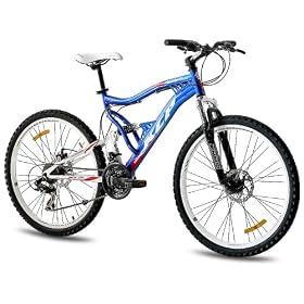 26" KCP VTT V�LO UNISEX FEMME HOMME ATTACK 21 Vitesses SHIMANO bleu blanche (wb) - 66,0 cm (26 Pouces)