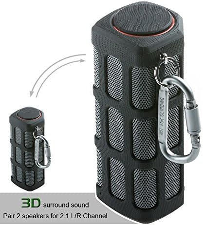 Hapyia Portable Wireless Bluetooth Speaker Waterproof, Pair 2 speakers for 3D Stereo Surround Sound, with Enhanced Bass [New Release] - One Speaker ( Black)