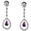 18K White Gold Amethyst and Diamond Earrings