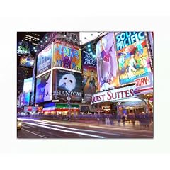 TOP Bilder! Wandbild xxl g�nstig & modern (Cities_Times_Square-70x90cm) Deko Bilder fertig gerahmt mit Keilrahmen gro� im Bilder Shop. Ausf�hrung sch�ner Kunstdruck auf echter Leinwand als Wandbild mit Rahmen. Preiswerter als �lbild Gem�lde Foto Poster Plakat mit Bilderrahmen. Picture Style (Stadt NY Nacht Stra�e Reklamemeer Menschen). 100% Made in Germany (murale canvas picture art print image l�mina).