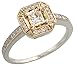 14 Karat Weissgold Fantasie Damen Radiantschliff Diamanten Ring, mit 0.30 Karat Prinzessschliff (Mitte) & 0.16 Karat Brilliantschliff (Seiten) Diamanten, (9mm) breit
