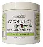 Natural Brio Organic Unscented Coconut Oil for Skin and Hair Care, 16 fl. oz