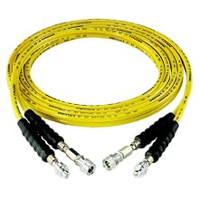 Enerpac THQ-706T Yellow Polyurethane Torque Wrench Hose Assembly, 20' Length, 1/4" NPTF x 1/4" NPTM Coupling, 1/4" ID
