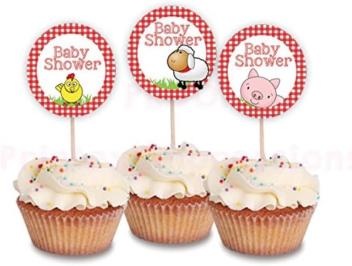 24 Round Farm themed cupcake toppers