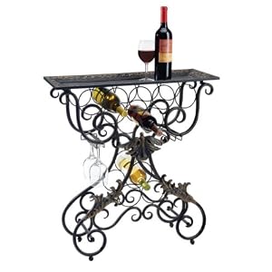 29 French Style Scroll Wine Table and Bottle Holder by CC Home Furnishings