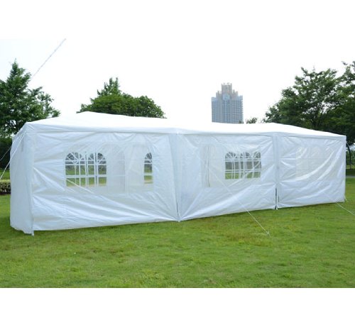 Outunny 10' x 30' Gazebo Canopy Party Tent w/ Removable Side Walls - White