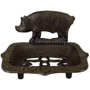 Pig Motif Cast Iron Antique Look Soap Dish