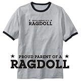 T-Shirt Ringer Heather Gray  Proud Parent Ragdoll  Cat