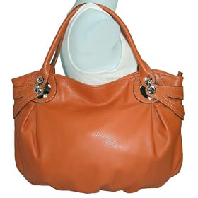 Orange Tosca Leather Lk Slouchy Hobo Satchel Handbag