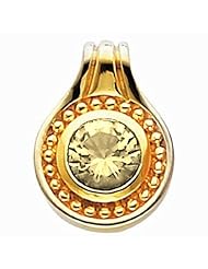 18K Yellow Gold Round Cut Yellow Sapphire Pendant -- LIFETIME WARRANTY