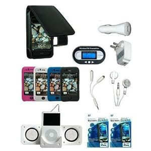14-piece FULL ACCESSORY BUNDLE SET for Apple iPhone 3G and iPhone 3GS : iPhone 3G and iPhone 3GS BLACK Leather Case
