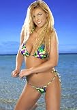 Junior Ladies Tie Side Micro Bikini - Triangle Top Purple Hibiscus