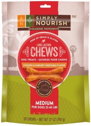 Simply Nourish Chicken and Harvest Vegetable Chew Dog Treat (Medium, 20 Count)